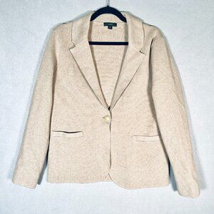 J Crew Sweater Blazer Womens M Beige Cotton Wool Academia Minimalist Career